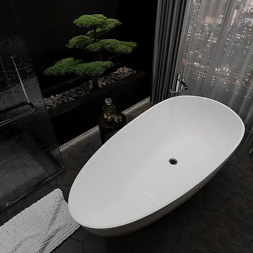 Ванна окремостояча матова Amdcon Palmyra 167x84 з литого каменю PALMYRA_167_MAT Білий матовий - фото 4