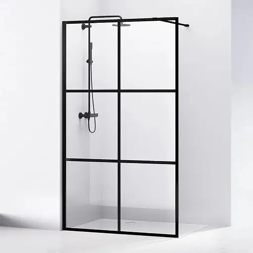Душевая стенка Volle Malla Negra Walk-In 110x200 18-08-110black set, прозрачный - фото 1