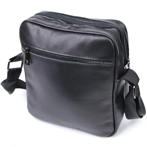 Мужская классическая сумка мессенджер из глянцевой натуральной кожи SHVIGEL 19х21х7 см sum0026999 - фото 2