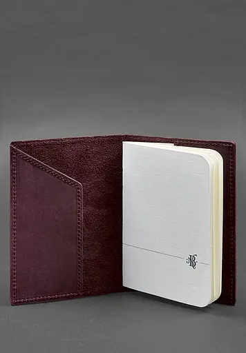 Кожаная обложка для паспорта с картой Украины бордовый Crazy Horse - фото 4