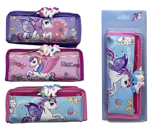 Пенал-косметичка із брелоком Єдиноріг, 2 змійки, 4x36 см (В асортименті) - фото 2