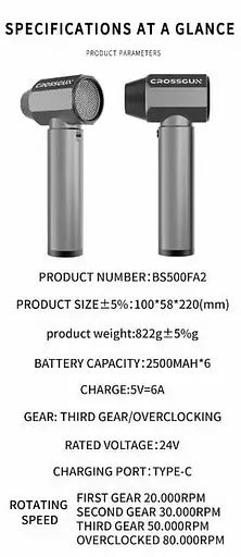 Турбо вентилятор пылесос Crossgun для чистки салона автомобиля - фото 2