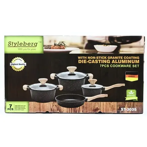 Набор посуды Styleberg ST-3035 7 предметов с крышками гранитное покрытие - фото 7