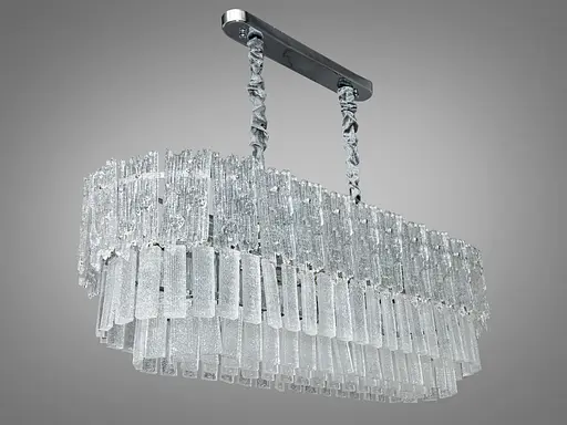 Люстра підвіс зі скляними пелюстками овальної форми на 10 ламп - фото 2