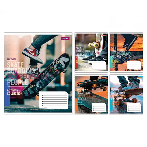 Зошити учнівські 48 аркушів клітинка 1B Skateboarding, 10 шт. в упаковці