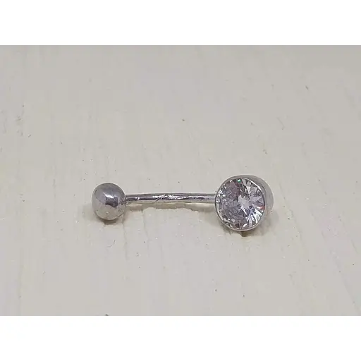 Серебряная серьга для пирсинга пупка с фианитом. 818-2101Р - фото 2
