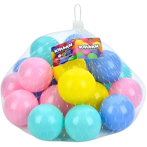 Шарики для сухого бассейна MR 1412, 20 шт. 7 см в сетке разноцветные - фото 2
