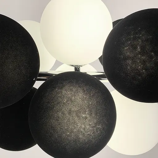 Люстра HOLLY на 12 бело-черных плафонов в хромовом корпусе Ст. S 016/12 CH+BK+WT | Line F - фото 5