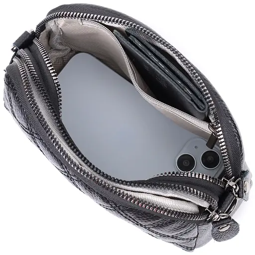 Женская сумка Vintage прошита ромбами на лицевой стороне из натуральной кожи 19.5х12.5х7 см sum0027554 - фото 9