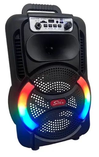 Портативна колонка Sing-e ZQS-8166  з  мікрофонам та пультом Акустична система RGB підсвічування Чорний  200 Вт - фото 2