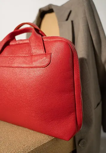 Шкіряна ділова сумка Attache Briefcase червоний флотар - фото 3