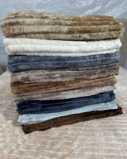 Плед Шарпей капучино мягкий плед в полоску 2,00×2,30 м ширина полосы 3 см - фото 1