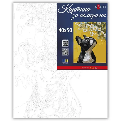 Картина за номерами Santi Бульдог і квіти 40х50 см (955746) - фото 2