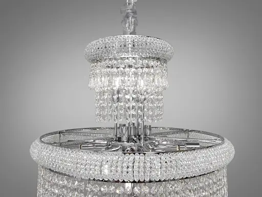 Вражаюча, сучасна каскадна кришталева люстра на 33 лампи, хром - фото 4