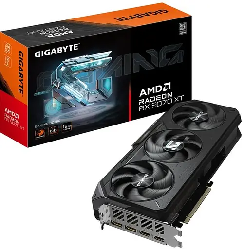 Відеокарта Radeon RX 9070 XT Gigabyte GAMING OC 16Gb GDDR6 256-bit 2xHDMI/2xDP 3060/20000 MHz 3x8-pin (GV-R9070XTGAMING OC-16GD) - фото 1