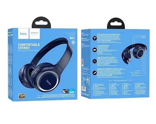Беспроводные Bluetooth наушники Hoco W41 синий - фото 4