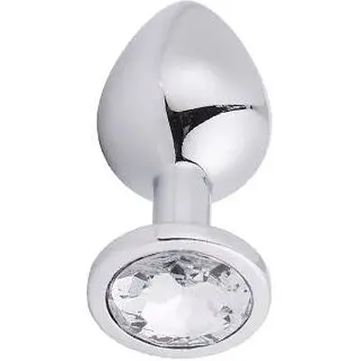 Анальна пробка з кристалом SKN-MS65 (розмір S), Срібний / Белый