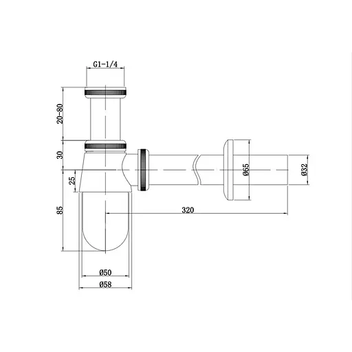Сифон для раковини Mixxus Siphon-01 без випуску AC3570, Хром - фото 2
