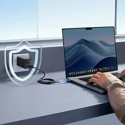 СЗУ Baseus GaN6 Pro OS 65W (2USB-A/2C) + кабель Type-C to Type-C (P10162701) - фото 5