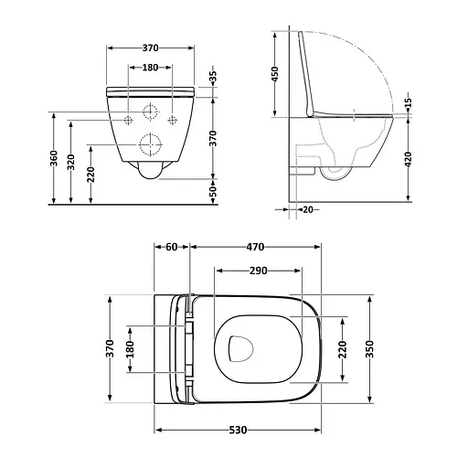 Унитаз подвесной Qtap Gemini безободковый с сиденьем Soft-close QT2533076EUQMB, Черный матовый - фото 2