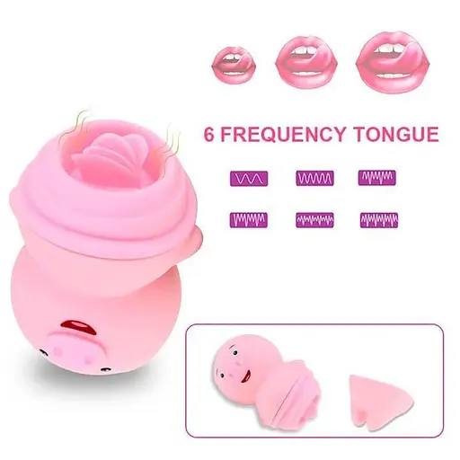 Вибратор-свинка 'Язык' стимуляция клитора и сосков USB Розовый K000324 - фото 5
