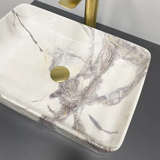 Умивальник VBI Triest 50 пісок глянцевий накладний VBI-012712, Мармур - фото 4