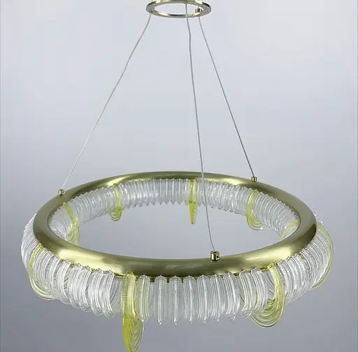 Світлодіодна люстра з сучасними прозорими та жовтими пластинами | Арт. D 236 | Line F - фото 7