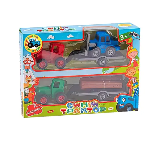 Набір тракторів 145326, 2 трактори інерція, причіп, герої, в коробці (6984425111197) - фото 1
