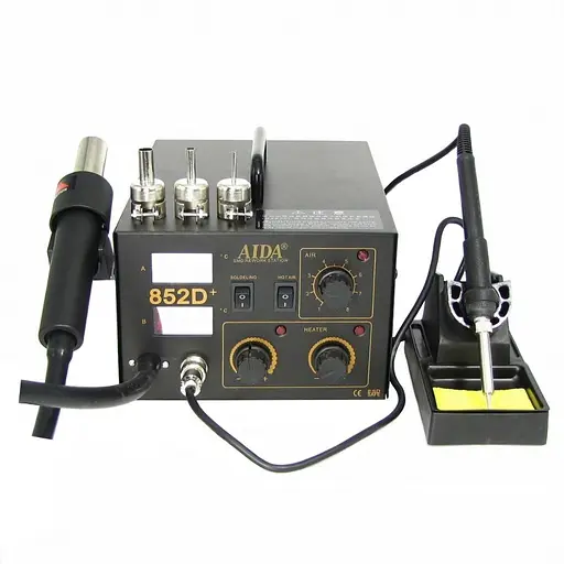 Паяльная станция Aida 852D+ компрессорная, фен, паяльник - фото 6