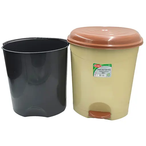 Ведро Planet с овальной педалью 50 л бежевое (00-00010345) - фото 3