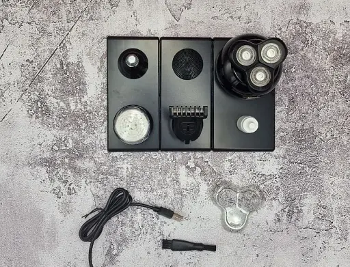 Електробритва 5 в 1 Kemei KM-1109 для голови та бороди (7D Головка, LCD-дисплей, Підставка) - фото 2