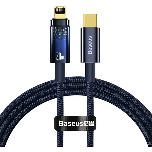 Кабель Baseus Explorer Series Auto Power-Off Fast Charging Data Cable Type-C to IP 20W 2 м голубой