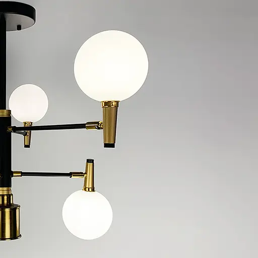 Люстра на 6 ріжків з поворотними плафонами у двох кольорах Line.F Колір плафона Прозорий + матовий - фото 8