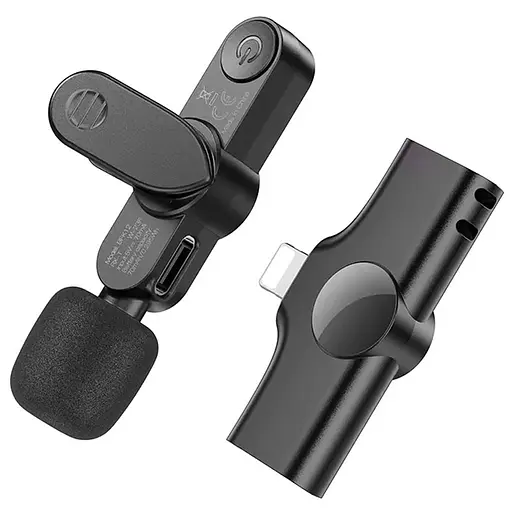 Петличный беспроводной микрофон Borofone BFK12 Trophy lavalier Lightning Black - фото 3