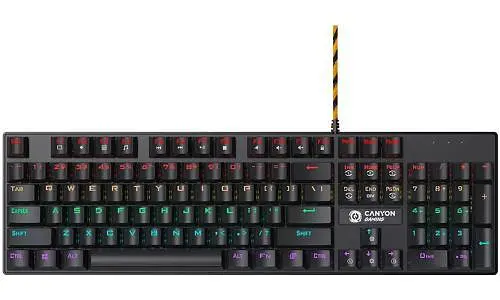 Клавіатура Canyon GK-4 Deimos, чорний, USB, механічна (синій switches), 104 кнопки, 20 типів підсвічування, 1.8 м (CND-SKB4-US) - фото 1