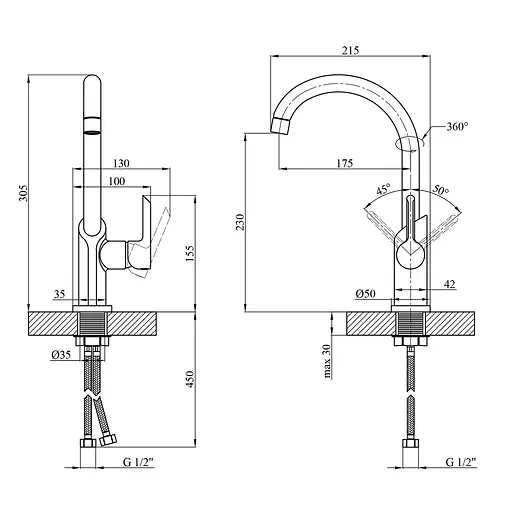 Змішувач для кухні Kroner KRM Essen - W030 (CV024334) - фото 7
