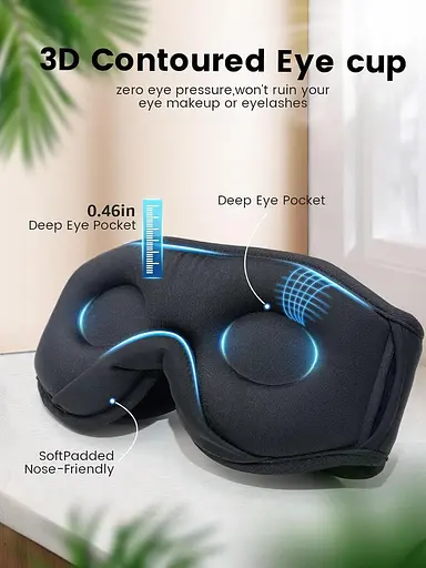 3D-маска для сну, бездротова Bluetooth-музична навушники для сну на боці з ультратонкими стереодинаміками - фото 2
