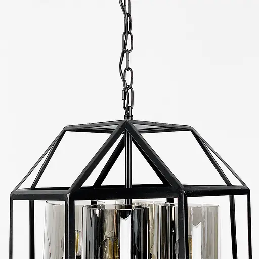 Люстра Лофт у чорному корпусі форми прямий багатогранник Line.F Колір плафона Графітовий - фото 2