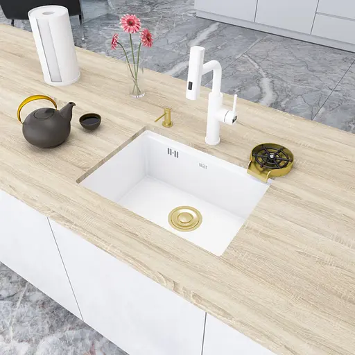 Кухонна мийка під стільницю 1.5 мм із нержавіючої сталі Nett NW-5742, Білий - фото 5