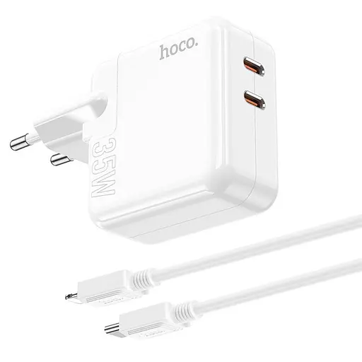 Зарядний пристрій Hoco C110A Lucky 35 Вт 2 виходи спідн-с + кабель Type-C Lightning - фото 4