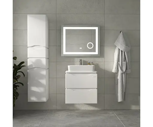 Тумба підвісна Sanwerk Алесса Air 60 Білий з Топ панеллю та умивальником Rapid 50x35 (MV0000899) Білий - фото 4