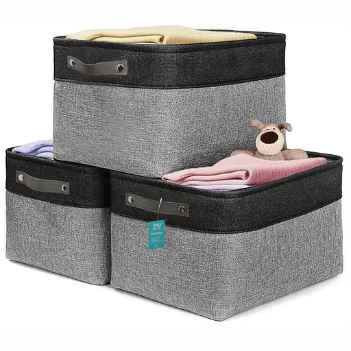Набор Корзин Органайзеров Lovely Svi 3 шт: 38×28×24 см - Серо-черный - фото 1