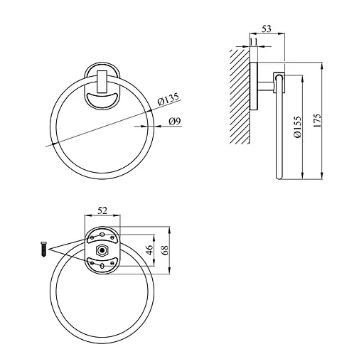Тримач для рушника Kroner KRM Elbe - ACC2904 Хром - фото 2