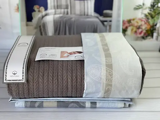 Постільна білизна з в’язаним пледом Antrasit Romeo Home pbe0051438 - фото 2