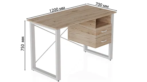 Письмовий стіл із ящиками Ferrum-decor Оскар 750x1200x700 метал Білий ДСП Дуб Сан-Марино 16 мм (FRD-103263) - фото 3