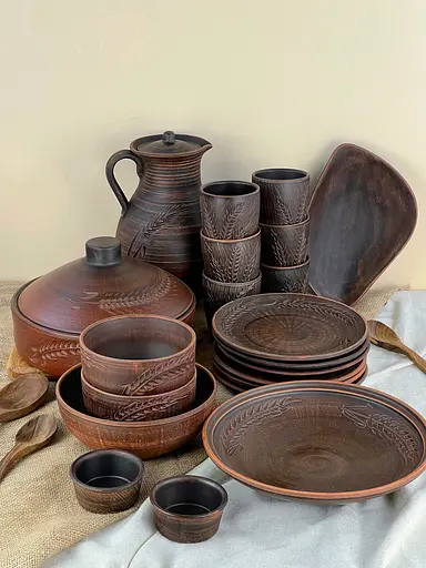 Столовий сервіз керамічного (глиняного) посуду на 6 осіб Колосок