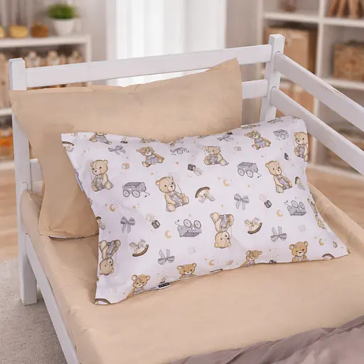 Наволочка MirSon Kids Time бязь Little Teddy gray 40x60 см (2200012568439) - фото 1