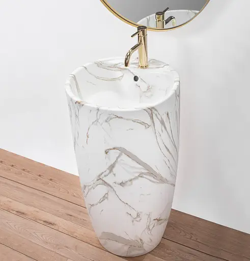 Умивальник Rea Anya lava matt напольний REA-U5803, Мармур - фото 7