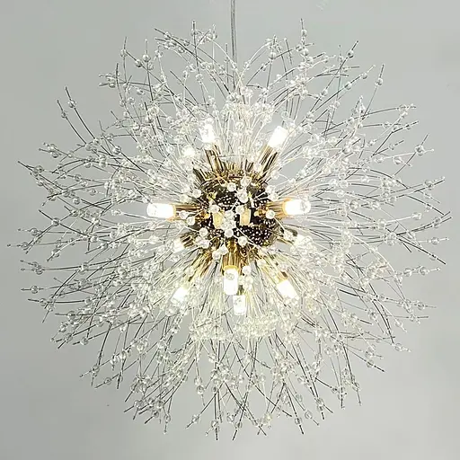 Пушистый подвесной светильник-шарик в виде одуванчика в золотом корпусе Ø 55 см | Line F | Арт. AS155/550 P GD - фото 3