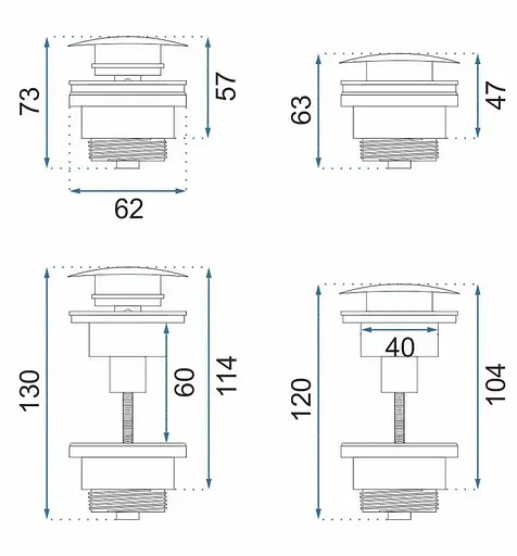 Донний клапан для раковини Rea click-clack black glossy універсальний REA-A4100, Чорний матовий - фото 3